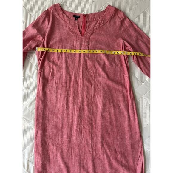 Talbots Women’s Linen Blend Tunic Dress 16W Pink 3/4 Sleeve Crochet Trim - Picture 5 of 9